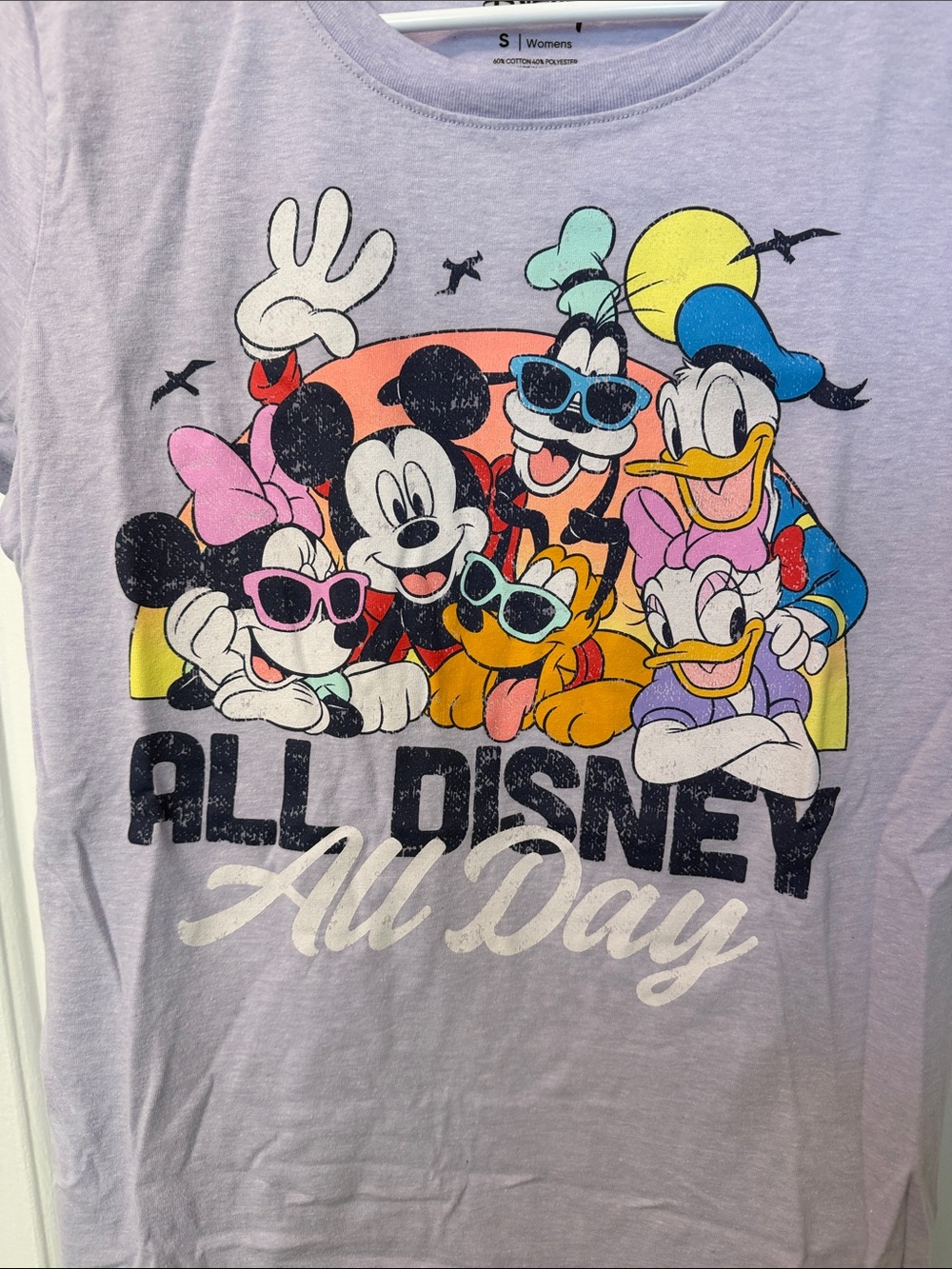 Disney Graphic T-Shirt Distressed Vinyl Classic Characters Purple Size M - Picture 3 of 4